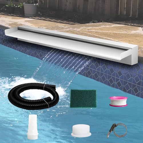 Weejian Pool Brunnen Edelstahl Teich Wasserfall Spillway Kits für Innen-/Außendekorativ, 90x20x10cm Pool Wasser Feature für Garten Patio, Hinterhof Koi Teich Dekor (kein LED-Licht) Weejian Pool Brunnen Edelstahl Teich Wasserfall Spillway Kits für Innen-/Außendekorativ, 90x20x10cm Pool Wasser Feature für Garten Patio, Hinterhof Koi Teich Dekor (kein LED-Licht)