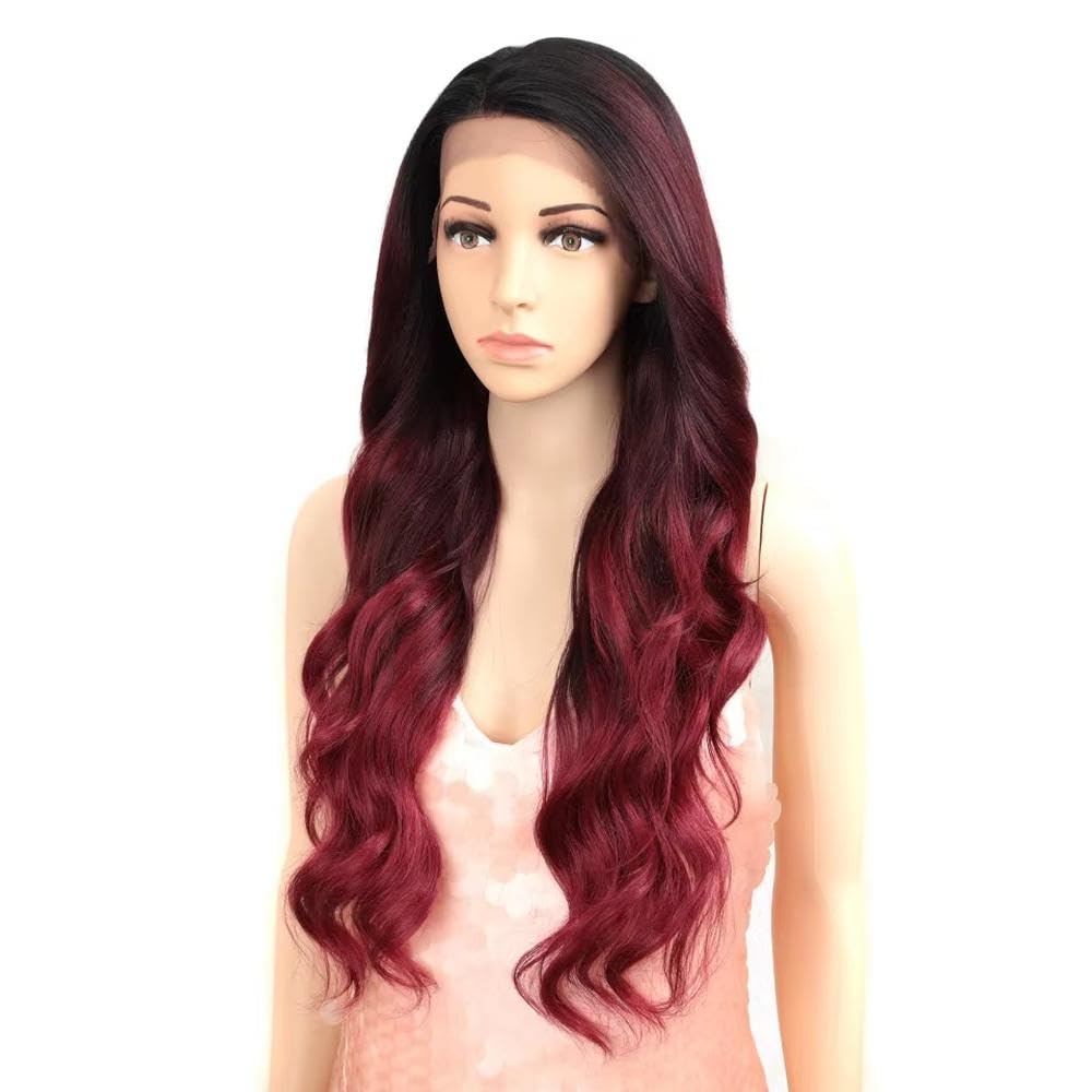Haarpflege 26 Zoll 13x4 Lace Front Perücke Mit Babyhaar Perücken Ombre Burgund Perücken Für Frauen Körperwelle Hochtemperaturfaser(2)