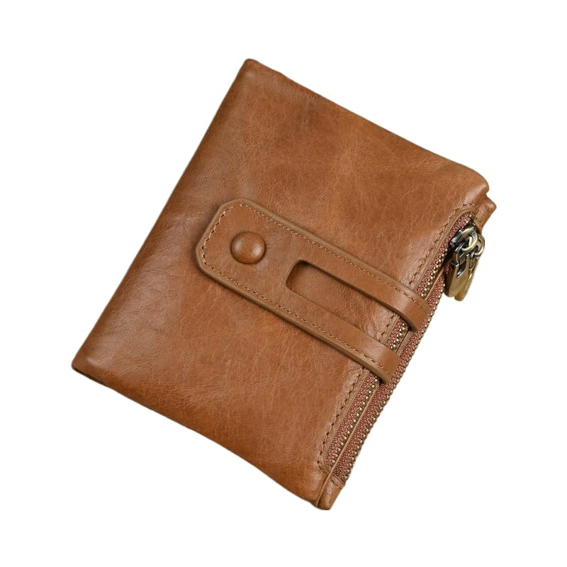 Retro Genuine Leather Travel Wallet for Men RFID Blocking Multi Pocket Organizer Vintage Design (Brown)