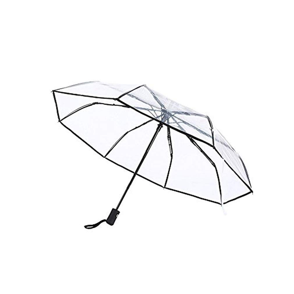 EraloveFull Automatic Folding Transparent Clear Auto Open Travel Umbrella for Women Girls 8 ribs