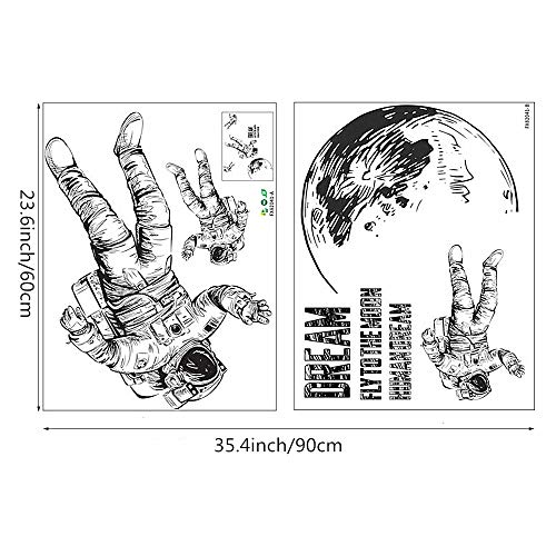Vinilo decorativo astronauta para pared, removible, 2 piezas miniatura 7