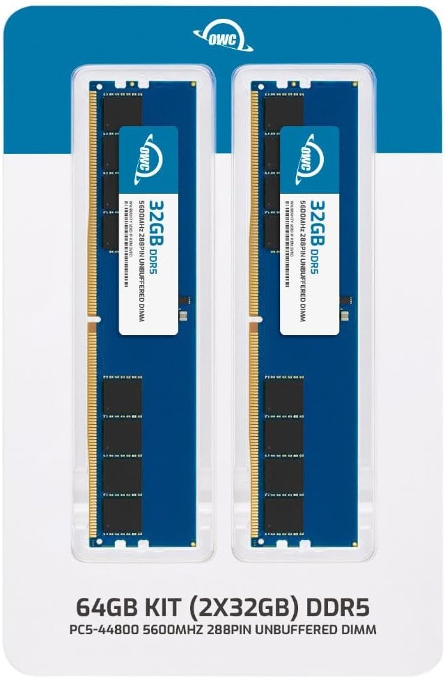 OWC 64GB (2x32GB) DDR5 5600 PC5-44800 CL46 2Rx8 288-pin 1.1V Non-ECC UDIMM Memory RAM Module Upgrade Kit Compatible with Dell XPS 8960