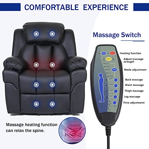 Givenusmyf Home Power Recliners, Comfortable Recliner Chairs For Adults & Elderly, Electric Lift Chair Sofas Leather Massage Recliner Chair For Living Room Black #TOP6