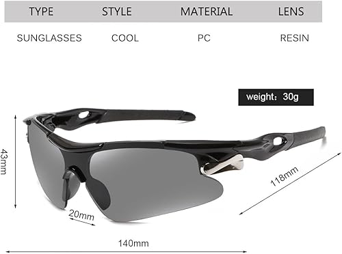 Miniatura 3 de Gafas de sol deportivas polarizadas Hombres,gafas de sol de ciclismo, conducción Pesca Running Mountain Bike Gafas de sol