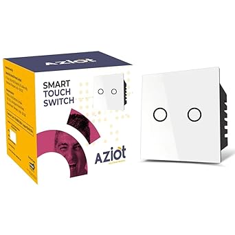 AZIOT SMART MODULAR 2 GANG TOUCH SWITCH (16amp Each) - GLASS (Not Acrylic): Elevate Your Home with Effortless Control (Fits in Anchor Roma Classic and similar plates)