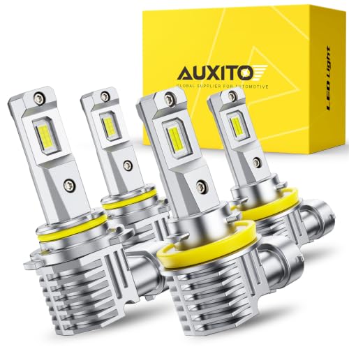 Image of AUXITO H11 9005 Bulbs 180,000LM 6500K White, Plug and Play,4PCS | 1200% Brighter than Halogen, IP68 Weatherproof for Mud & Downpours, OEM Mini Design, 3-Min Install, 99% Compatibility
