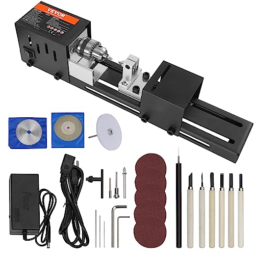 Comparison: Home Depot Lathe 3 VEVOR Mini Lathe Machine, 2.76 in x 6.3 in, 24VDC 96W Mini Wood Lathe Tools Milling Machine Accessories, 7 Speeds 4220/5300/5650/6350/6660/7050/8450 RPM, for DIY Woodworking Wood Drill Rotary Tool