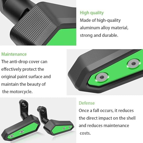Motorcycle Crash Slider Frame Protector for Ninja 500/Z500 - Fall Protection Fairing Guard, Easy Install, Design (Green/Red)