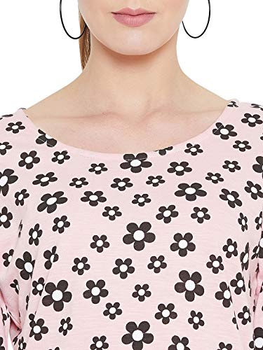Image of GRITSTONES Women 3 /4 Sleeves Flower Printed Boat Neck Top