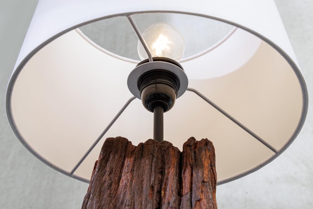 riess-ambiente.de Design Tischlampe ROUSILIQUE 60cm Natur weiß rund Treibholz handgearbeitet, Schreibtischlampe, Wohnzimmerlampe