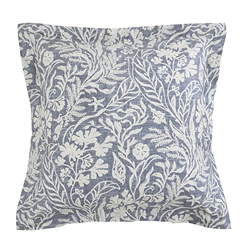 DAUAOTO Cotton Euro Shams Square Pillow Cushion Cover 2 Pieces Set 26"x26" Pillowcases Bluish Gray Botanic Pattern