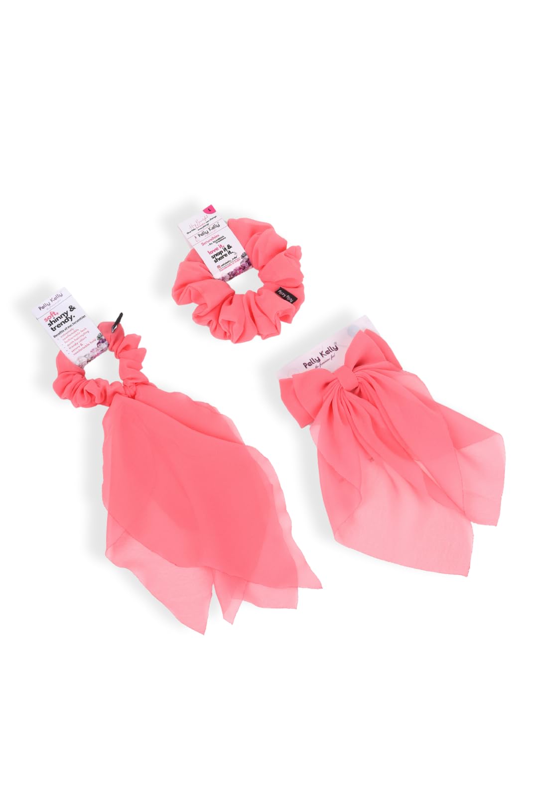 Pelly Kelly Scrunchie Combo For Women Girls,Scrunchy Bow Clip Long Tail Hair Bands, Rubber Band, Accessories ties, Best Gift for Sister, Mother, Girlfriend,Cherry Color, Pack of 3 (B0CHK4Z719) Amazon Price History, Amazon Price Tracker
