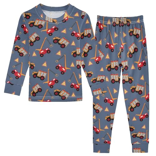 ALAZA Cartoon Red Truck 2 Piece Pajama Set Long Sleeve Top and Pants Sleepwear Unisex