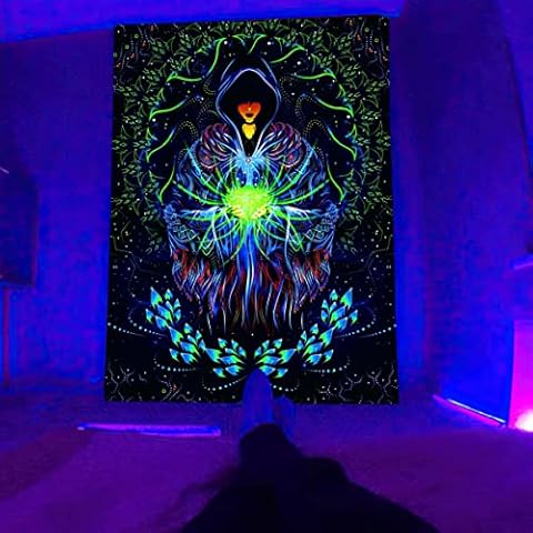 XUSAI Blacklight Tapestry Wall Tapestry For Bedroom Aesthetic Funny Tapestry Nature Tapestrys Black And White Tapestry Small And Large Tapestry Cute Kawaii Tapestry For Living Room Dorm Decor Cover