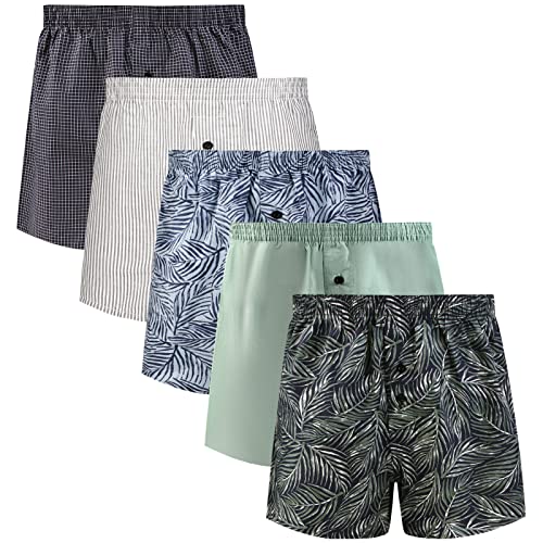 Calzoncillos bóxer de algodón anti rozaduras pack de 5 calzoncillos cómodos a cuadros para hombre