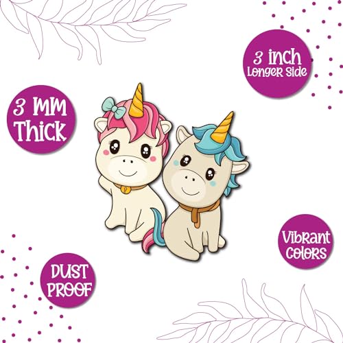 Image of Bhai Please Unicorn Couple Theme Wooden Fridge Magnet - Couple Gift