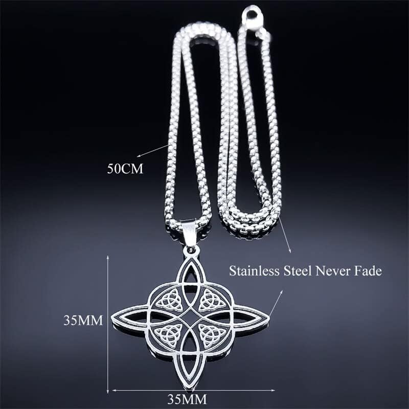 Miniatura 6 de Collar con colgante de nudo celta de bruja de acero inoxidable de brujería de nudo de amuleto collares de joyería para