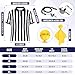 ComfyKit Men's Referee Costume Kit,Referee Shirt Stripe Umpire Jersey,Hat,Stainless Steel Whistle with Lanyard,Penalty Flag for Football Soccer Sports and Halloween Cosplay Outfits