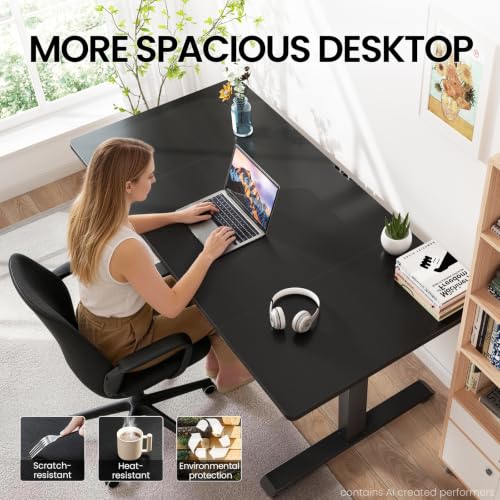 Image of Veken 63 inchx28 inch Wider Large Standing Desk, Electric Height Adjustable, Black