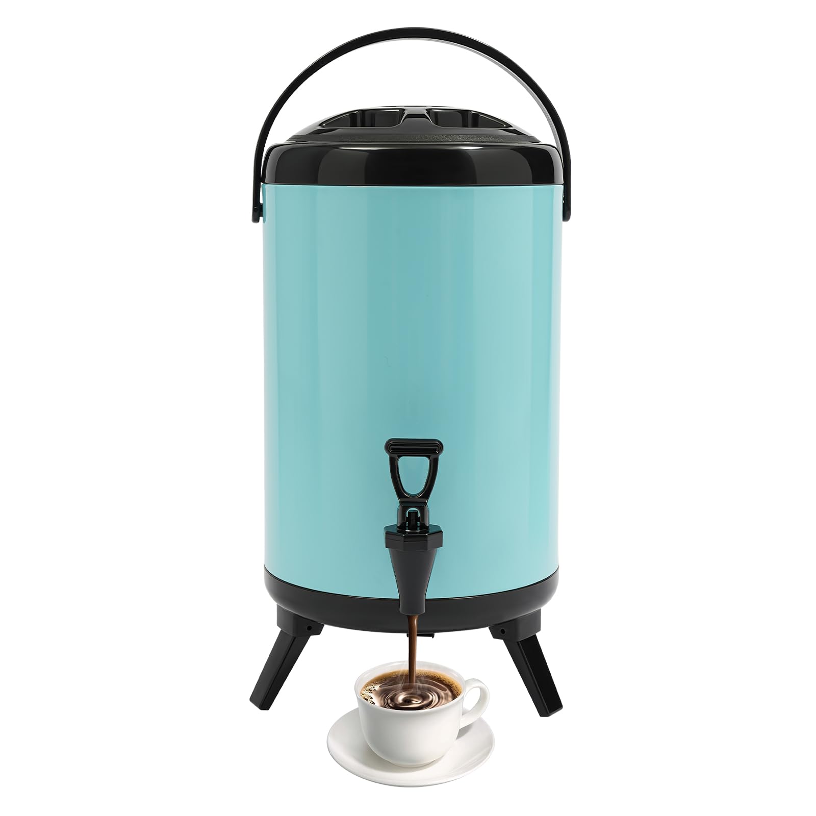 Unnsiapit Stainless Steel Insulated Beverage Dispenser, 10L/2.7Gal Drink Dispenser Coffee Urn for Hot & Cold Drink, Storage Container with Faucet for Party Buffet Office, W9.5*H13in, Blue