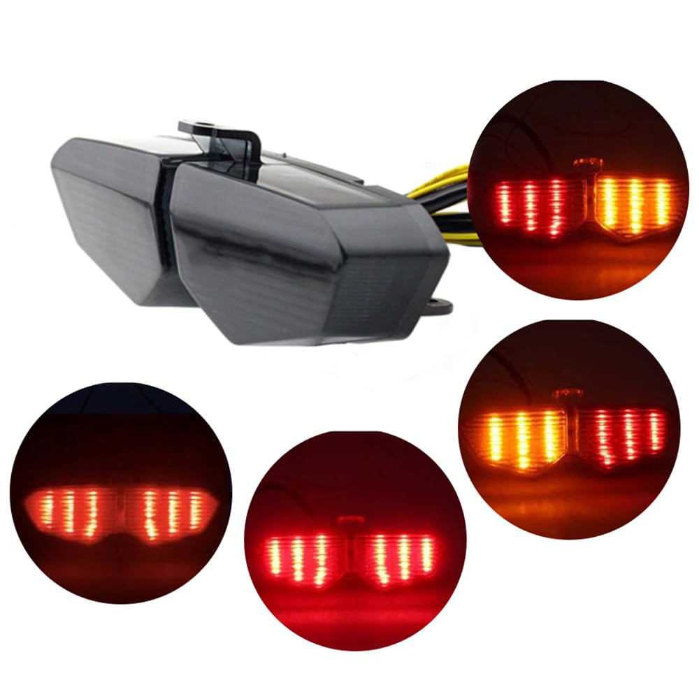 Riloer Tylne światło motocyklowe LED, tylne światła 12 V, światło hamowania i kierunkowskaz, światło hamowania i stop na krawędzi tylnego błotnika kompatybilne z YAMAHA