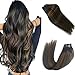 Produktbild Remy Haarverlängerung Echthaar Clip in HaarverlängerungenNatural Black Chestnut Brown Highlight Schwarz 120g Vollkopf Straight Soft Extension (1BT6) P1B 16Zoll/40cm