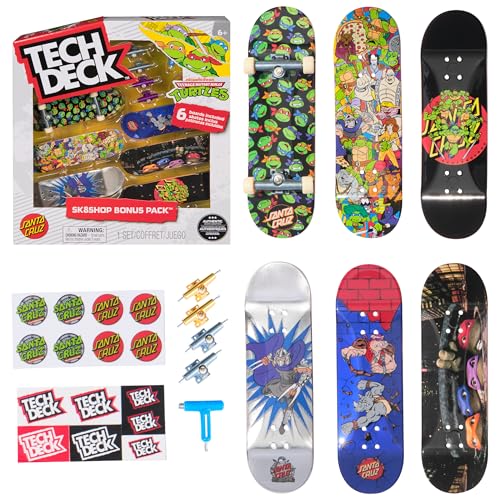TECH DECK, TMNT Sk8shop Fingerboard Bonus Pack, Collectible and Customizable Mini Skateboards, Kids...