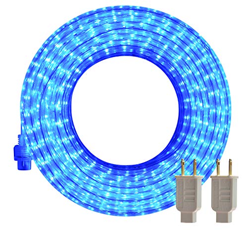 LED Rope Lights Outdoor SURNIE Blue 50ft Waterproof Strip Lights Kit Cuttable Rope Lighting Indoor Connectable Flexible 110V 2 Wire UL Certified Decorative Location Garden Stairs Balcony Party