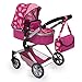 Bayer Design 18147 AA Carrito para muñecas Neo Star con Bolso Cambiador y Cesta de la Compra Debajo Convertable para Carrito de bebé, Color Burdeos con patrón