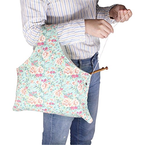 Travel Knitting Yarn Storage Bag Tote Organizer for Yarn Crochet Hooks Needles and Wool Mother's Day Gift, Sweet Floral