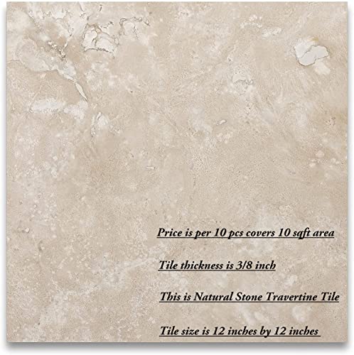 12" X 12" Tumbled Travertine Natural Stone Floor And Wall Tile In Durango Cream (Box Of 10 Pieces - 10 Sq.ft) #TOP1
