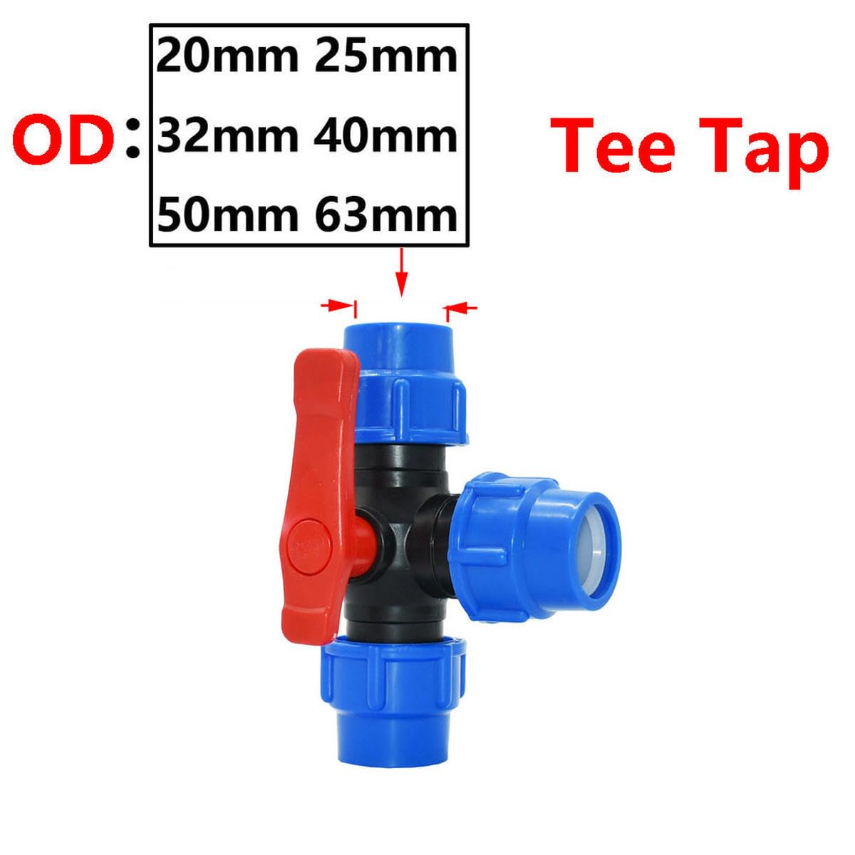 20/25/32/40/50/63mm Tubo dell'Acqua Giunto a Sfera in plastica Tee Gomito Tappo Connettore rapido PE Raccordi rapidi 1pezzi-25MM-Nucleo Metallico Tap_a