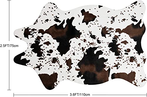 Cow Print Rug Faux Cowhide Area Carpet Animal Print Mat for Living Room Bedroom Non-Slip 3.6x2.5FT (110cmx75cm)