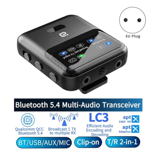 Adaptador de audio Bluetooth 5.4 LE ideal para transmisiones simultáneas en salas 2