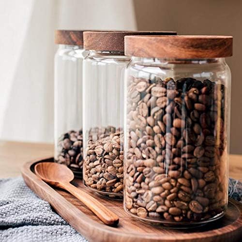 Glass Food Storage Jar 750ml/25oz Clear Glass Canister with Airtight Seal Acacia Wood Lids Kitchen Food Storage Container for Coffee Bean Loose Tea Spice Bottle Sugar Cookies Nuts Snack Candy Jar - Image 3