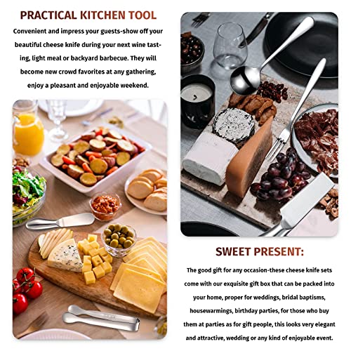 Charcuterie Board Accessories Cheese Spreader Knife Set Cheese Butter Knife Stainless Steel Mini Serving Tongs Spoons Appetizer Forks For Pastry Christmas (Silver, 20 Pieces) #TOP4