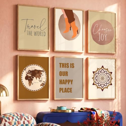 Image of kotart Travel wall art for home decor, living room, bed room | Poster with frames wall hanging paintings | Travel digital wall art (13x17 inch, J) Pack of 6