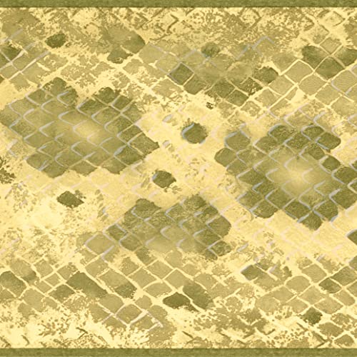 Concord Wallcoverings Wallpaper Border Animal Pattern Snake Skin Print For Cottage Bedroom Living Room, Beige, Green, 15 Feet By 5.25 Inches Na016142B #TOP16