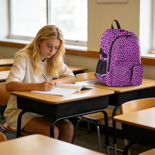 Mochilas para laptop con estampado de leopardo rosa de 17.5 pulgadas 6