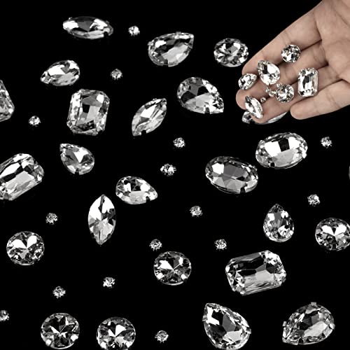 186 Piezas Diamantes de Imitación,Piedras Planas Para Arte,Pedreria Para Vestidos,Piezas Piedras,Imitación,Diamantes Para Manualidades, Diy Crafts Ropa Zapatos Bolsas (Blanco)