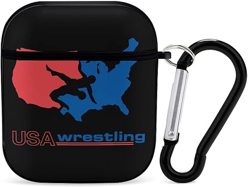 Miniatura 1 de USA Wrestling - Funda compatible con AirPods 2 y 1 con bonita piel y llavero para hombres y mujeres