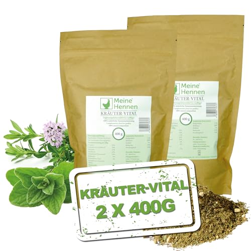 Meine Hennen Kräuter-Vital 2x400g - Natürliche Kräutermischung für Hühner & Wachteln - Ergänzungsfutter mit Oregano, Knoblauch, Thymian - Ohne Zusatzstoffe - Beschäftigung & Vitalität Meine Hennen Kräuter-Vital 2x400g - Natürliche Kräutermischung für Hühner & Wachteln - Ergänzungsfutter mit Oregano, Knoblauch, Thymian - Ohne Zusatzstoffe - Beschäftigung & Vitalität