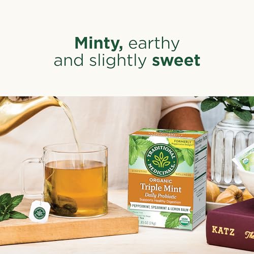 Traditional Medicinals Tea, Organic Triple Mint - Supports Healthy Digestion - Kosher, Non-GMO, Caffeine-Free - 16 Tea Bags - Thumbnail 4
