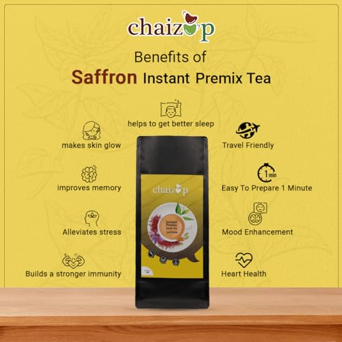 Image of Chaizup Premium 1 Min Instant Saffron Tea Premix - 1kg Poly | Saffron Flavours | Approx. 72 Servings | 1kg