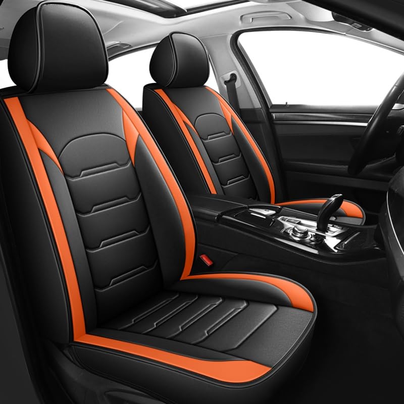 Housse de siege voiture universelle en cuir PU noir et orange taille S