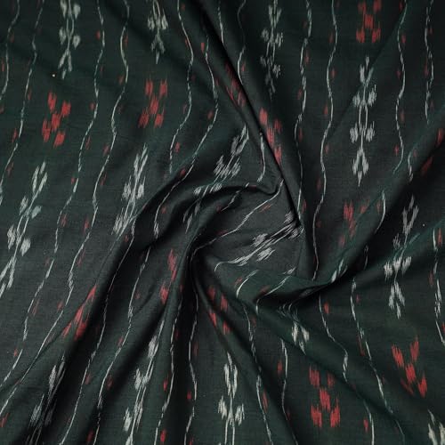 Image of Premium Sambalpuri Ikat Weave Pure Handloom Cotton Shirt Fabric Authentic Odisha Traditional Tie-Dye Craft, Soft & Breathable Natural Cotton Material for Custom Tailoring, Casual & Formal Wear