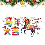 Lunar New Year Horse Window Stickers - Electrostatic Adhesion Seasonal Decor - New Year Glass Door Sticker - for School Office Home Store Living Room Bedroom Study Classroom Glass Doors Shop Front