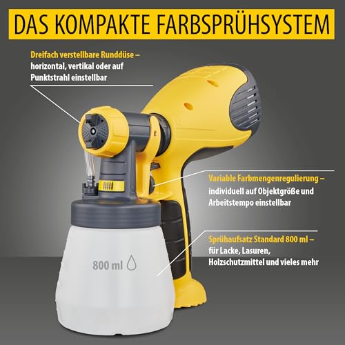 WAGNER Farbsprühsystem Wood&Metal Sprayer W 100 für Lacke, Lasuren im Innen- und Außenbereich, 5 m²-12 min, Behälter 800 ml, 280 W – Ansicht 2