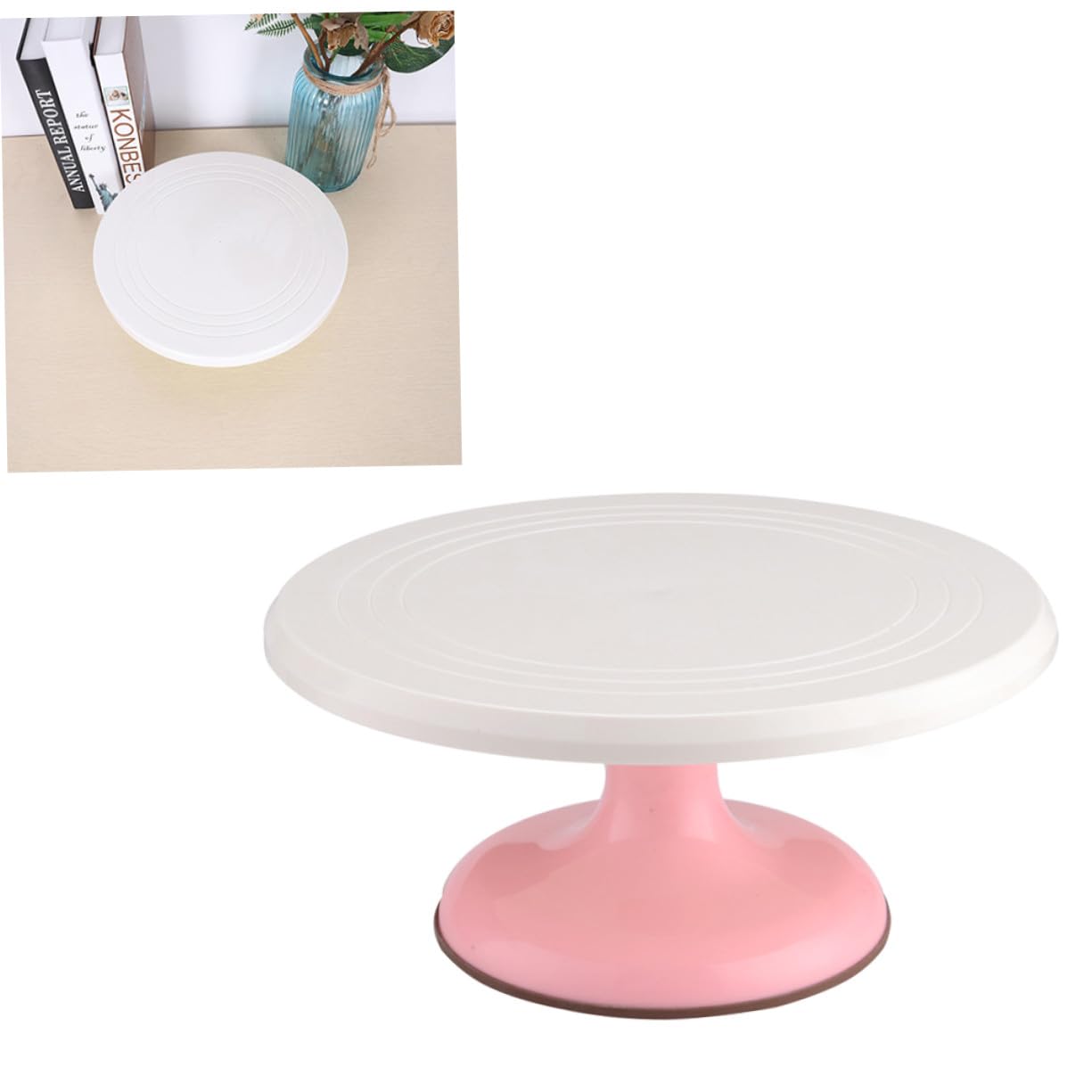 Plato Rotatorio para Pasteles Redondo de Plástico Rosa para Repostería