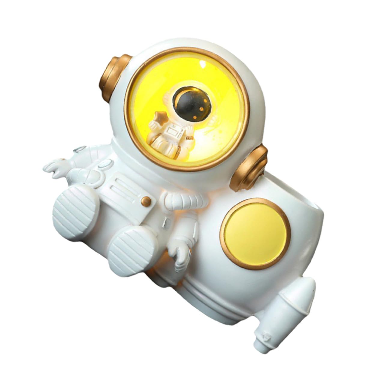 VILLCASE Portapenne Astronauta in Resina con Luce LED e Grande Capacità per Scrivania, Accessorio Desktop per Ragazzi e Ragazze